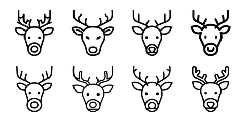 christmas reindeer head outline icon set. Holiday Icons illustration. © ganesh106