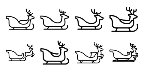 christmas reindeer sleigh outline icon set. Holiday Icons illustration. © ganesh106
