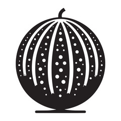 Muskmelon or Watermelon Silhouette with Slice Vector