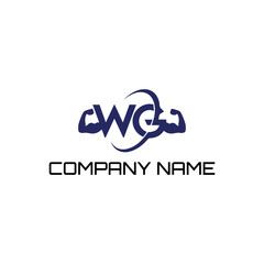 letters wg muscles logo design vector