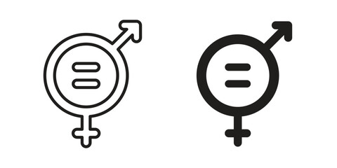 Equality icons illustration, line art, glyph style vectors
