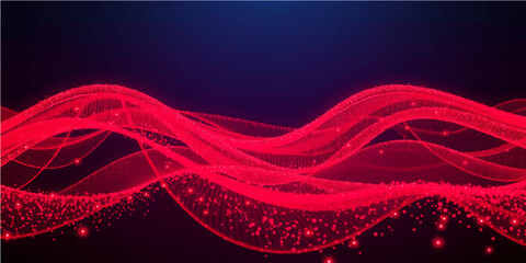 Abstract red wave design with glowing blue and purple lines for a flowing energy wallpaper backdrop © Foysal