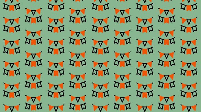 Halloween Bunting Flags Seamless Pattern Background.