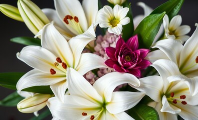 Obraz premium Condolence card with white flowers lily funeral symbol funeral flowers grief death loss ceremony floral sadness cemetery mourning dead 
