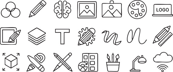 Collection of creative icons for design and branding purposes