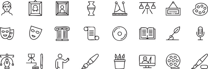 Icon Set of Art and Culture Symbols for Design and Illustration