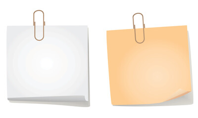 Paper notes with paper clip. vector	
