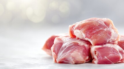 Raw meat cubes on a transparent background