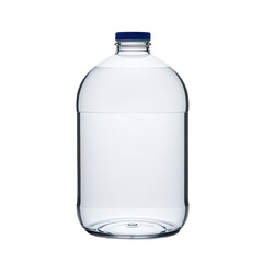 Clear glass container filled with water, featuring a blue cap