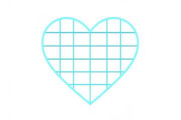 Neon grid heart outline glowing cyan light