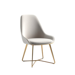Modern dining chair with gold legs and white seat