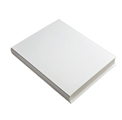A simple, isolated, slightly angled, hardcover book with a white cover