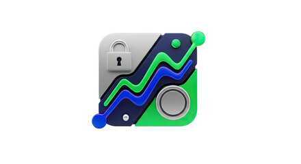 Secure data growth analysis icon digital protection concept