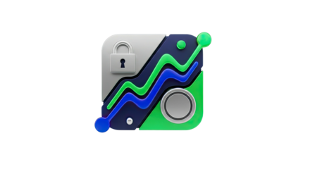 Secure data growth analysis icon digital protection concept