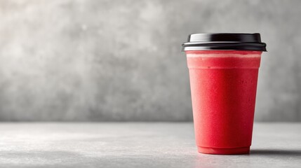 Red smoothie drink with black lid