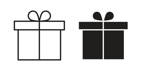 Gift icons illustration, line art, glyph style vectors