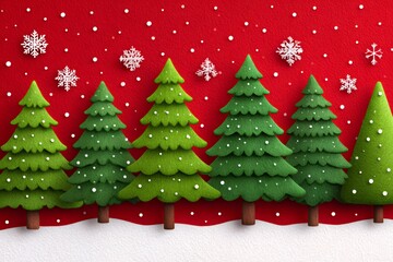 Obraz premium Green christmas trees standing in white snow