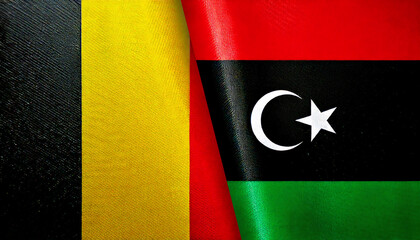 ベルギーの国旗とリビアの国旗(Belgium flag & Libya flag.)
