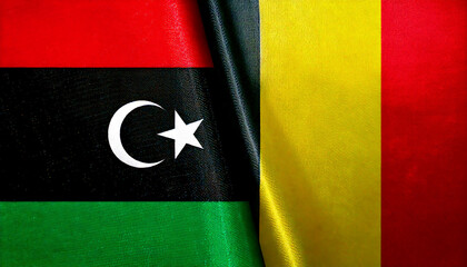 ベルギーの国旗とリビアの国旗(Belgium flag & Libya flag.)
