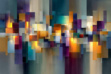 カラーブロックが重なる抽象幾何学の背景素材