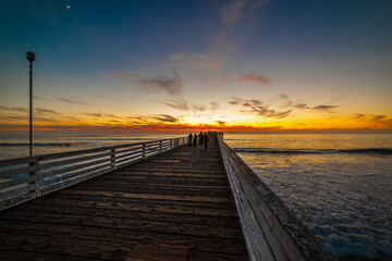 Crystal Pier in Pacific Beach at sunset