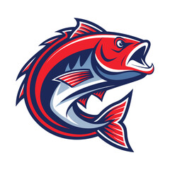 Bold dynamic fishing logo design with vibrant colors
