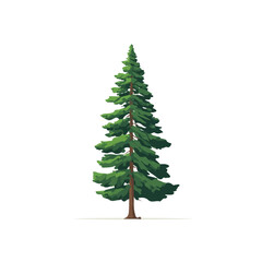 Flat 2D minimalist illustration of a Cedar Tree, modern vector design with white background.