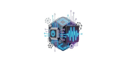 Digital sound wave processing unit technology artificial intelligence concept
