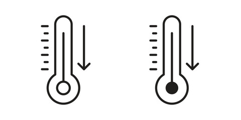 Low Temperature icons illustration, line art, glyph style vectors
