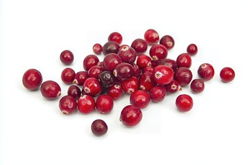 Fresh cranberries isolated on a white background.
