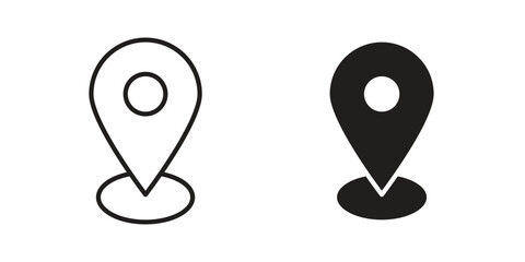Map icons illustration, line art, glyph style vectors