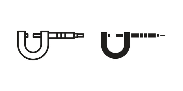 Micrometer icons illustration, line art, glyph style vectors