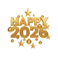 2026 made from balloons and confetti. Happy New Year vector Isolated 2026 gold balloons, happy new year  gold New Year number  Golden text 2026 with new years stuff decorative on transparent backgroun
