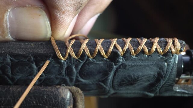 Leather Craftsman Handmade Cross-Stitched Sewing Technique
