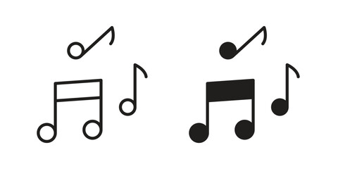 Music icons illustration, line art, glyph style vectors