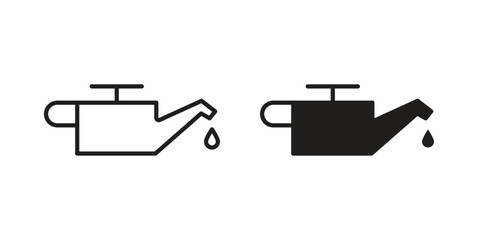 Oil can icons illustration, line art, glyph style vectors