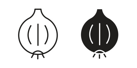 Onion icons illustration, line art, glyph style vectors