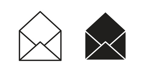 Open envelope icons illustration, line art, glyph style vectors