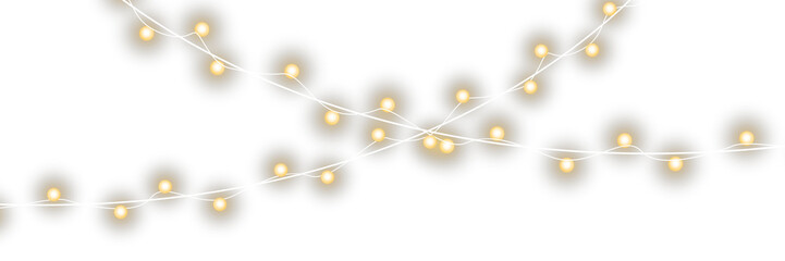 Christmas bulbs twinkle with gentle shine, festive garland string light PNG 