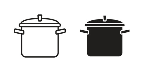 Pot icons illustration, line art, glyph style vectors