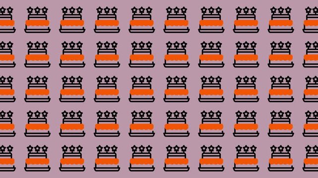 Seamless Pattern of Orange Traffic Cones on Purple Background.