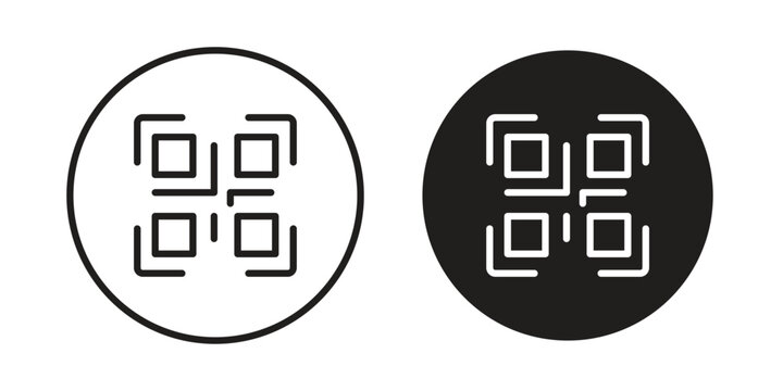 Qrcode icons illustration, line art, glyph style vectors