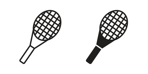 Racquet icons illustration, line art, glyph style vectors