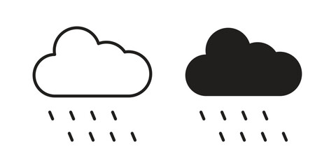 Rain icons illustration, line art, glyph style vectors