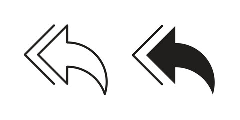 Reply all icons illustration, line art, glyph style vectors