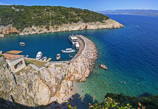 Pier and Secret Beach in Vrbnik on Krk Island Croatia