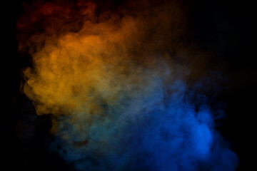 Blue and purple steam on a black background.