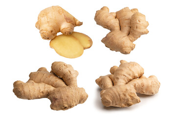 Ginger root isolated on white background.