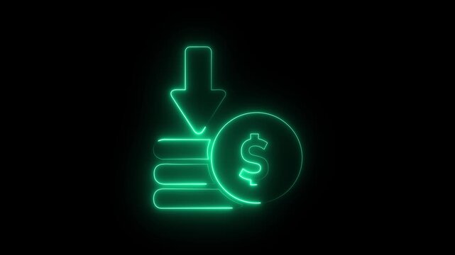 animated of cost symbol dollar increase and decrease icon, money, dollar sign with arrow down. Money loss concept. Business loss. Cash with down arrow stocks graph, concept of financial crisis