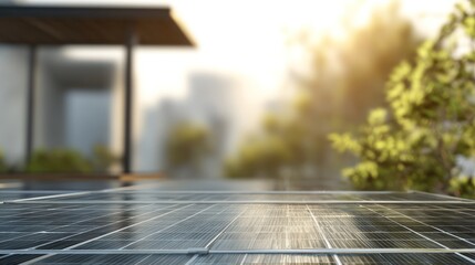 Solar panels with blurred environment